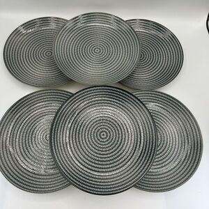 Nautica Dark Gray & White Geometric Plates 8” Dessert Salad Plate
